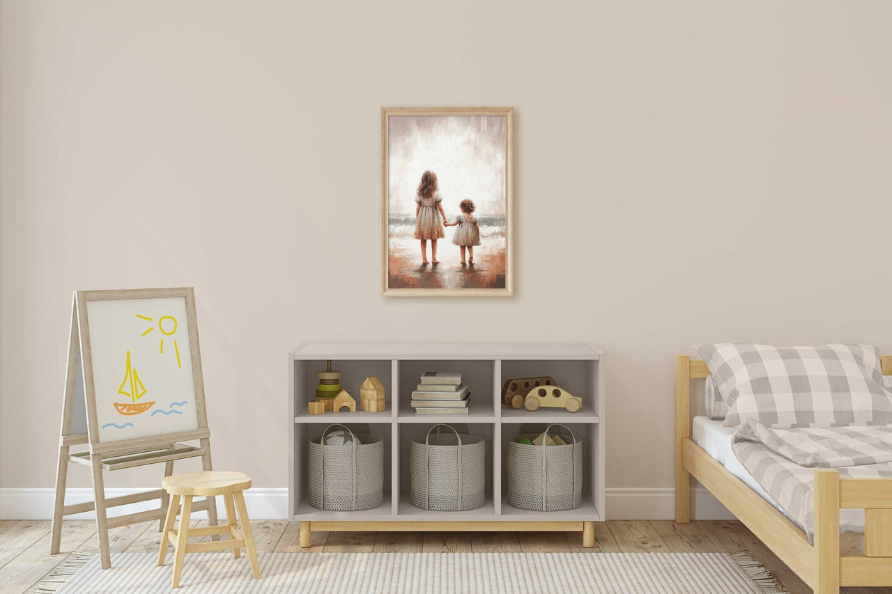 Seaside Sisters Wall Art – Vintage Girls Room Print