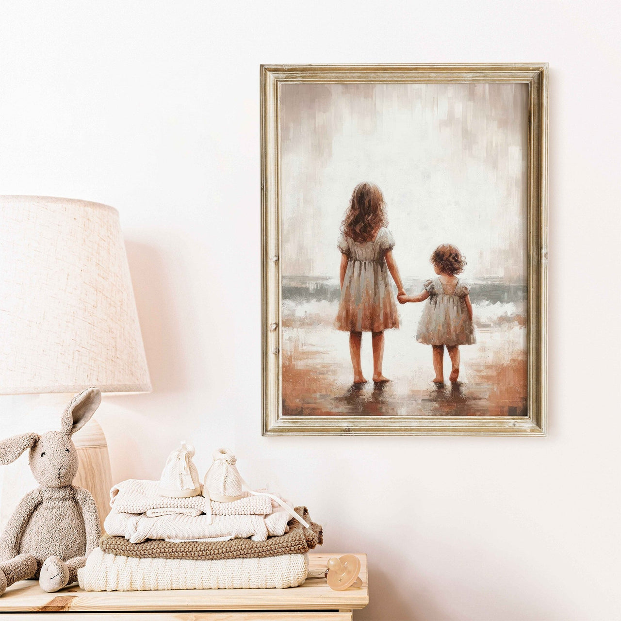 Seaside Sisters Wall Art – Vintage Girls Room Print