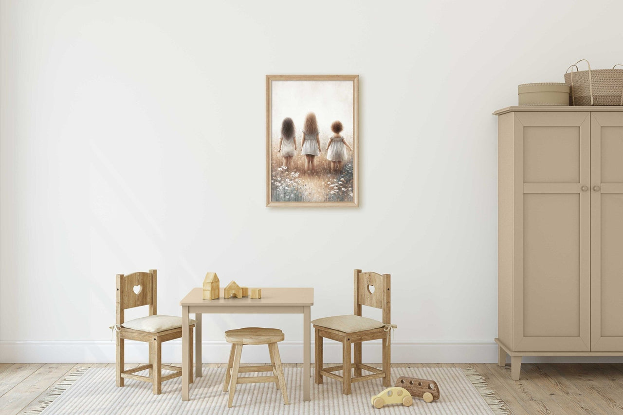 Three Sisters Wall Art – Family Girls Room Print
