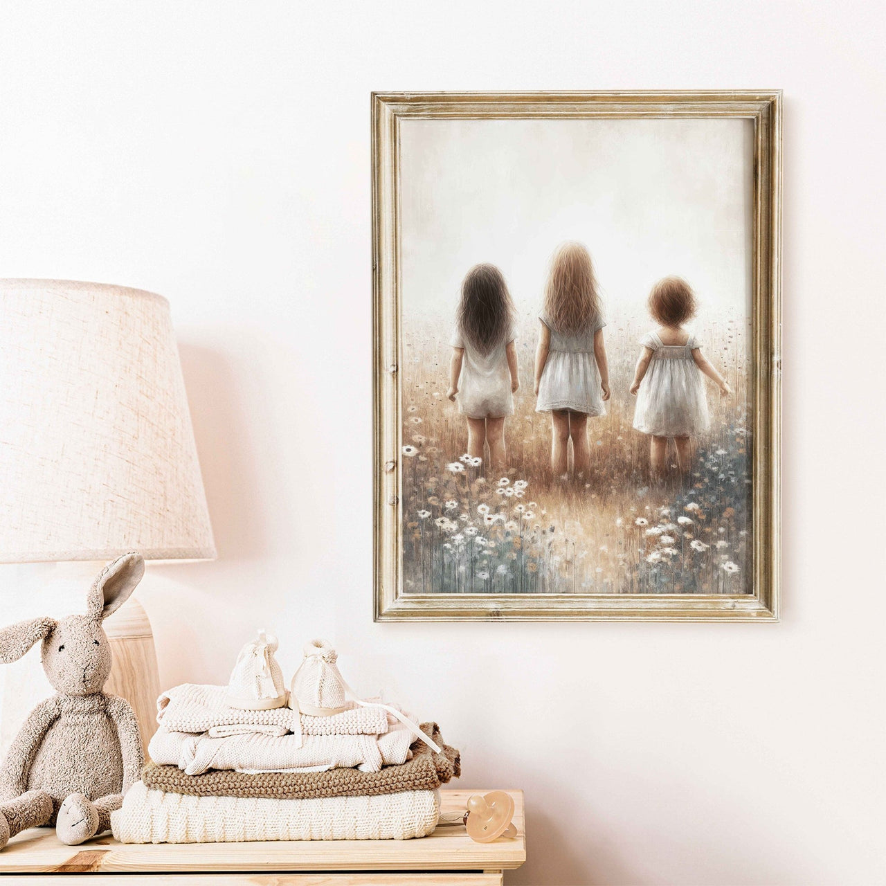 Three Sisters Wall Art – Family Girls Room Print