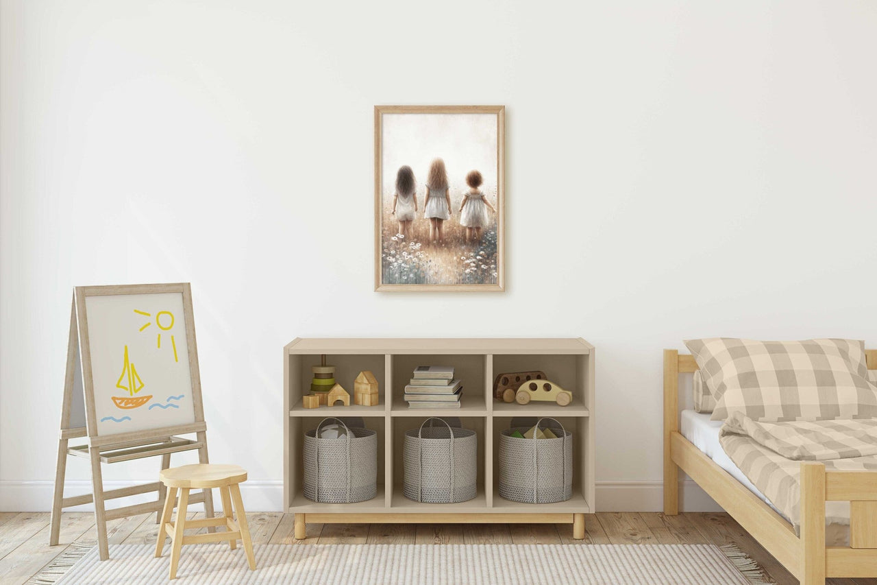 Three Sisters Wall Art – Family Girls Room Print