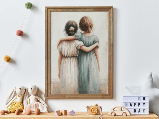 Sisterhood Wall Art, Best Friends Decor, Girls Room Print - WildfieldPrints