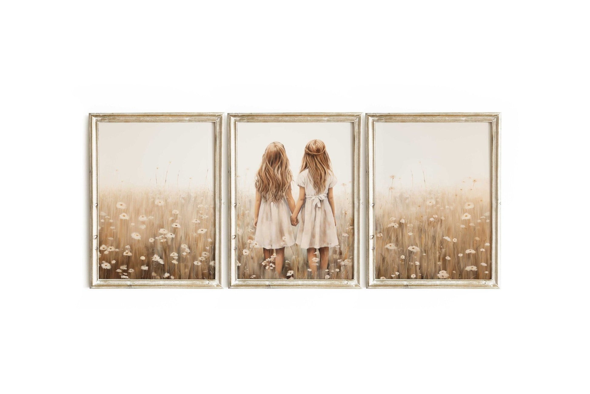 Sisterhood Wall Art, Best Friends Decor, Twin Sister Painting - WildfieldPrints