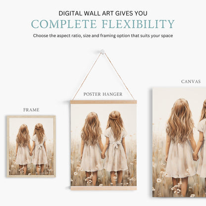 Sisterhood Wall Art, Best Friends Decor, Twin Sister Painting - WildfieldPrints