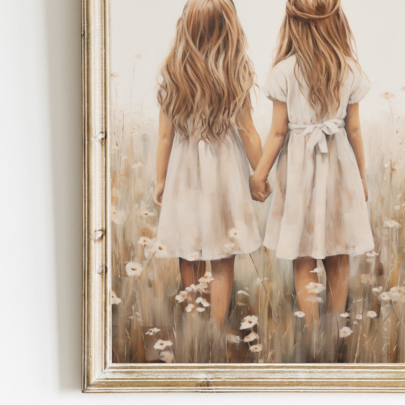 Sisterhood Wall Art, Best Friends Decor, Twin Sister Painting - WildfieldPrints