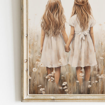 Sisterhood Wall Art, Best Friends Decor, Twin Sister Painting - WildfieldPrints