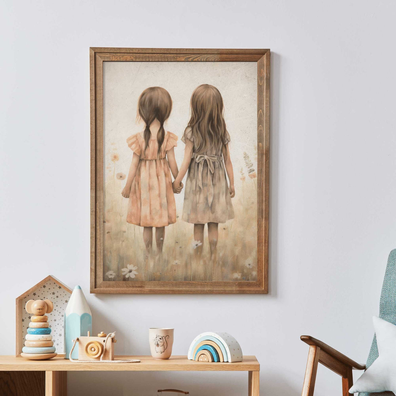 Twin Sister Wall Art – Girls Room Print