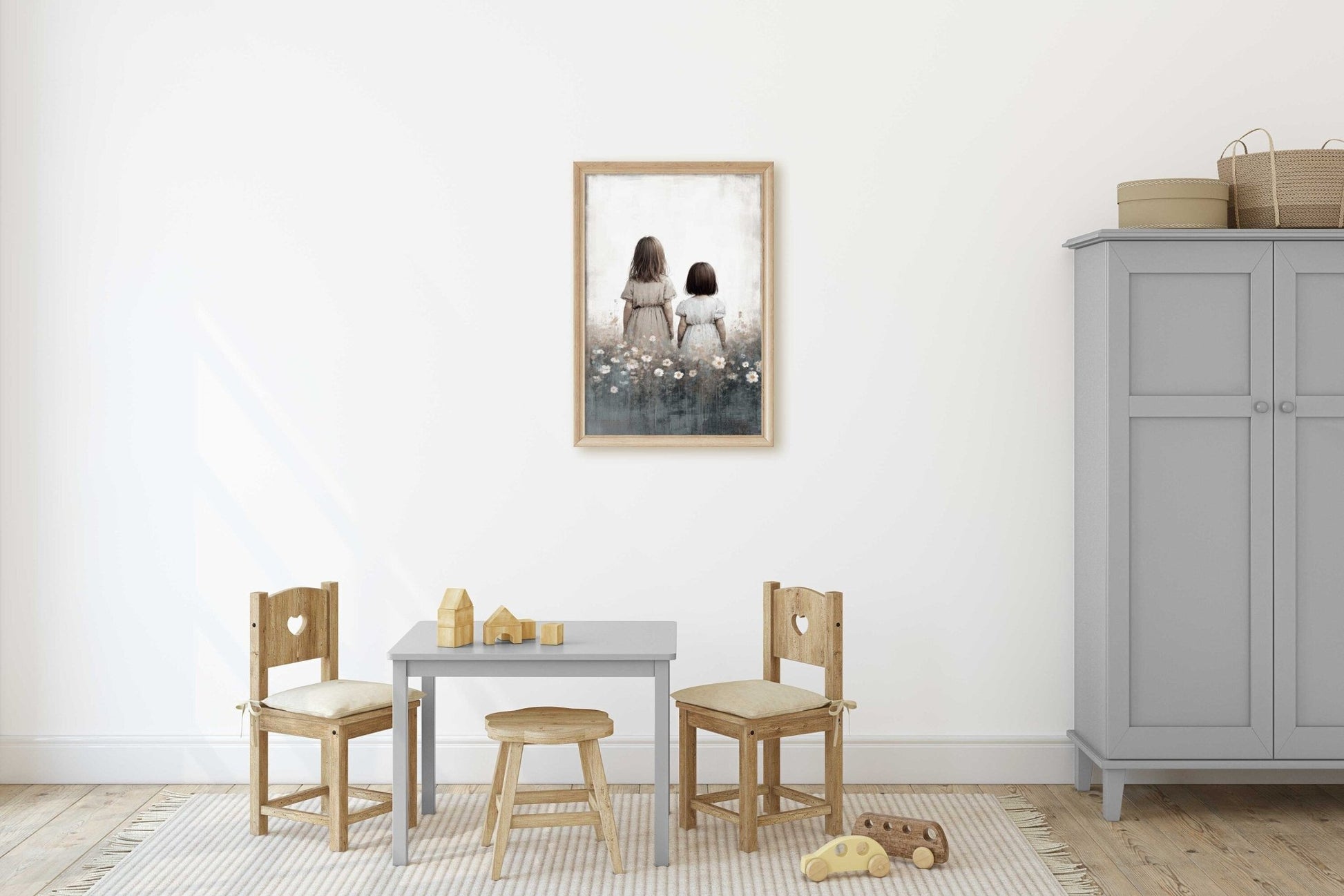 Sisterhood Wall Art, Vintage Sister Painting, Best Friends Decor - WildfieldPrints