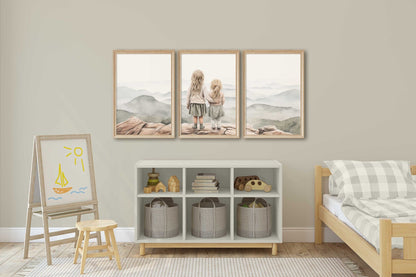 Sisters Bedroom Decor, Adventure Prints for Girls, Mountain Wall Art - WildfieldPrints