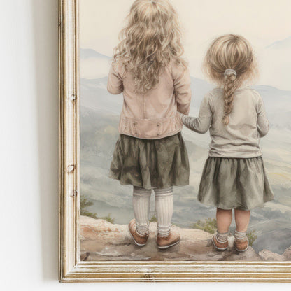 Sisters Bedroom Decor, Adventure Wall Art, Sister Room Print - WildfieldPrints