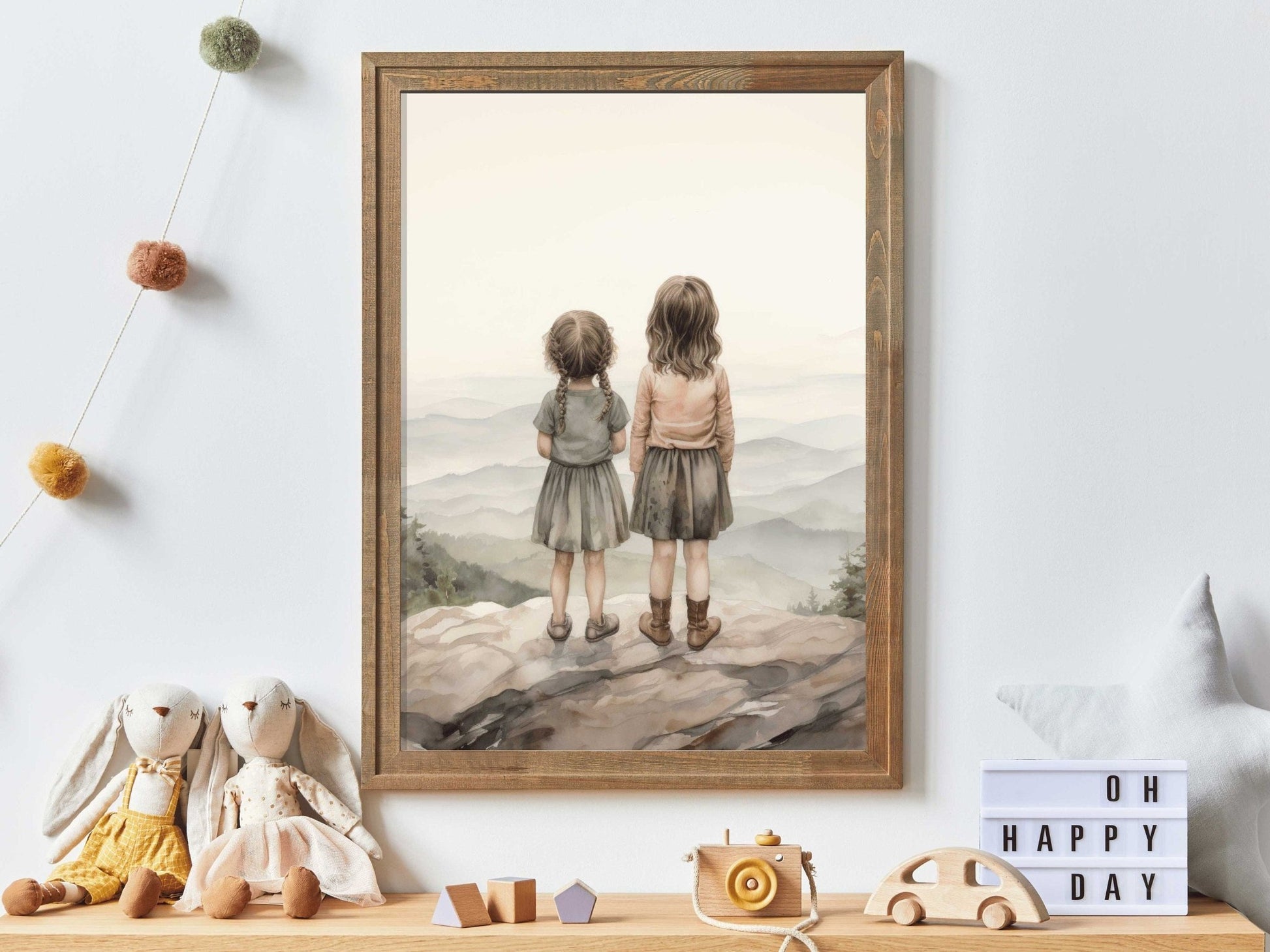 Sisters Bedroom Decor, Cute Room Print, Best Friends Wall Art - WildfieldPrints