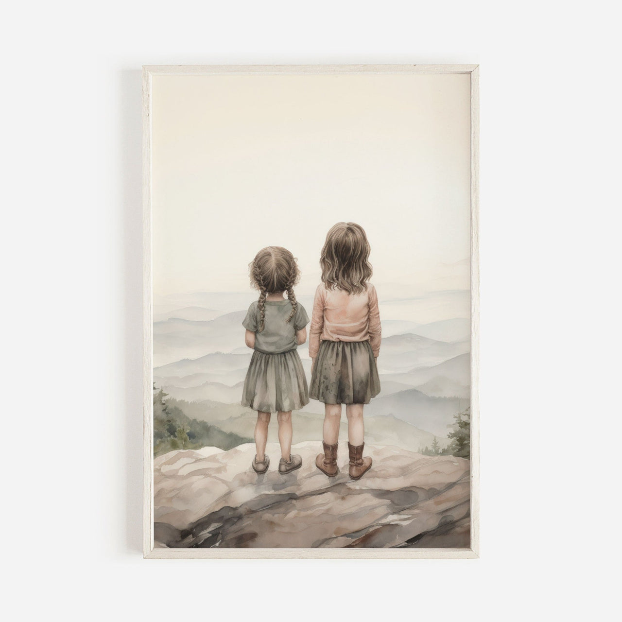 Two Little Girls Wall Art – Sisterhood Nursery Decor