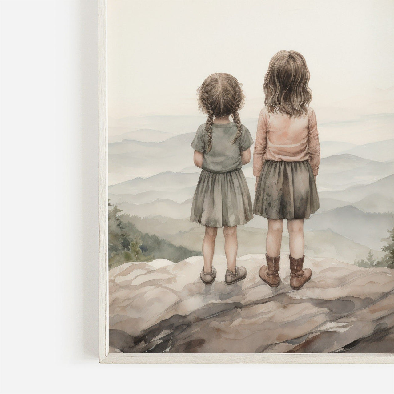 Two Little Girls Wall Art – Sisterhood Nursery Decor