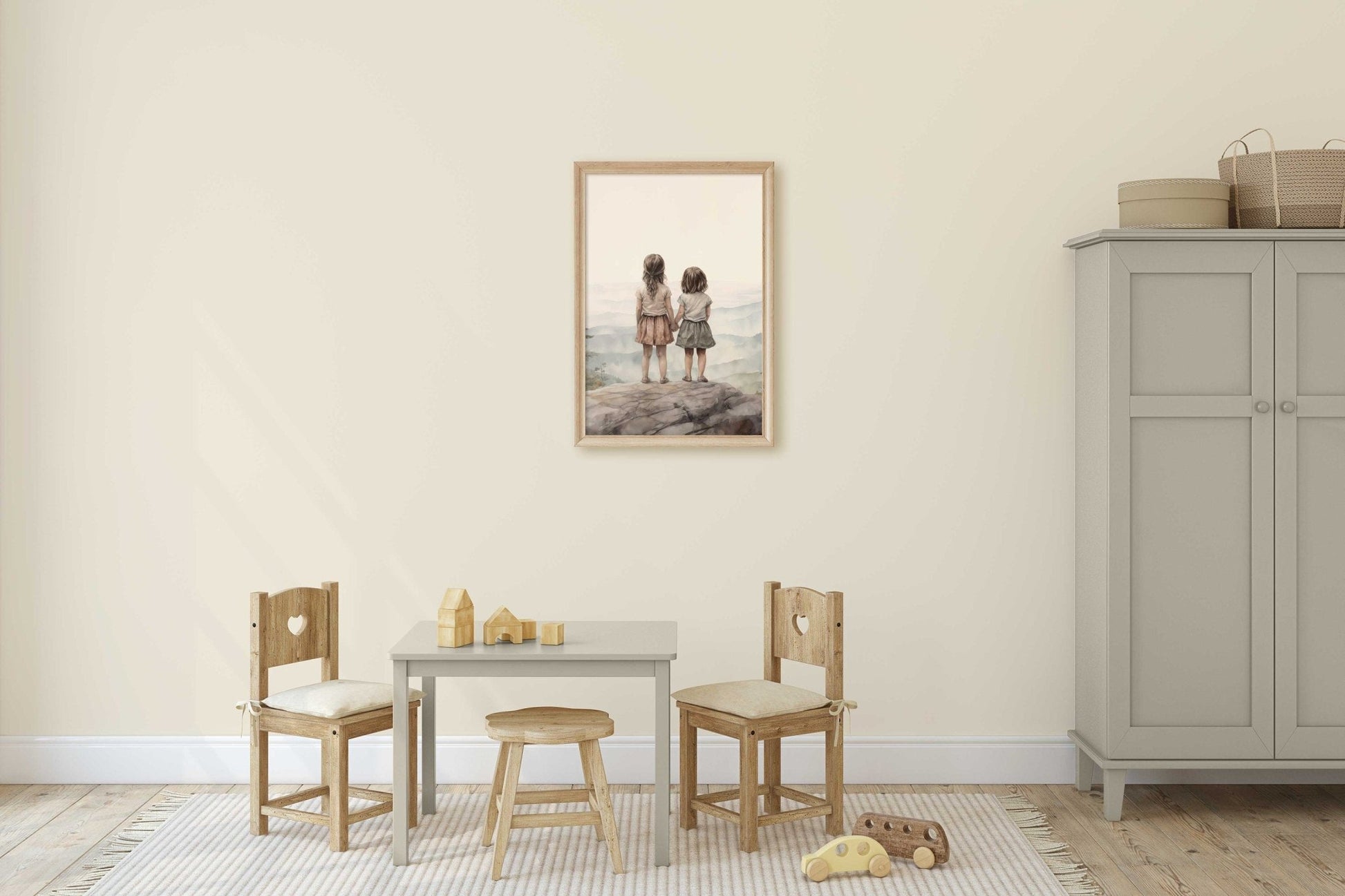 Sisters Bedroom Decor, Cute Room Print, Best Friends Wall Art - WildfieldPrints