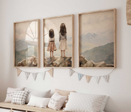Sisters Bedroom Decor, Sister Room Print, Adventure Wall Art - WildfieldPrints