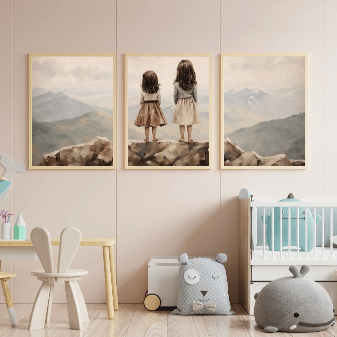 Adventure Wall Art – Sister Room Print for Girls • Set of 3