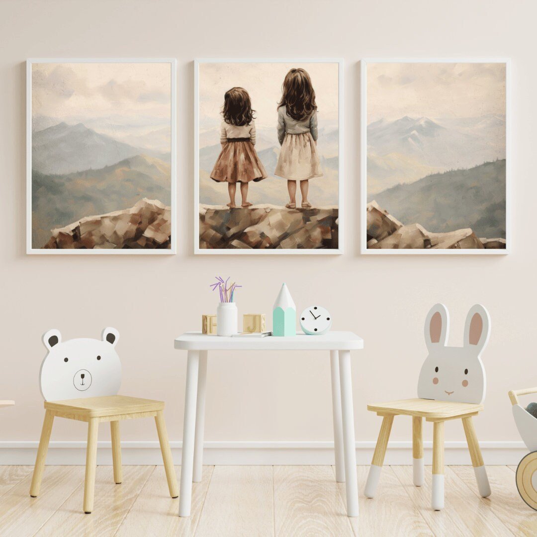 Adventure Wall Art – Sister Room Print for Girls • Set of 3