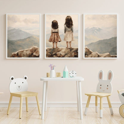 Sisters Bedroom Decor, Sister Room Print, Adventure Wall Art - WildfieldPrints