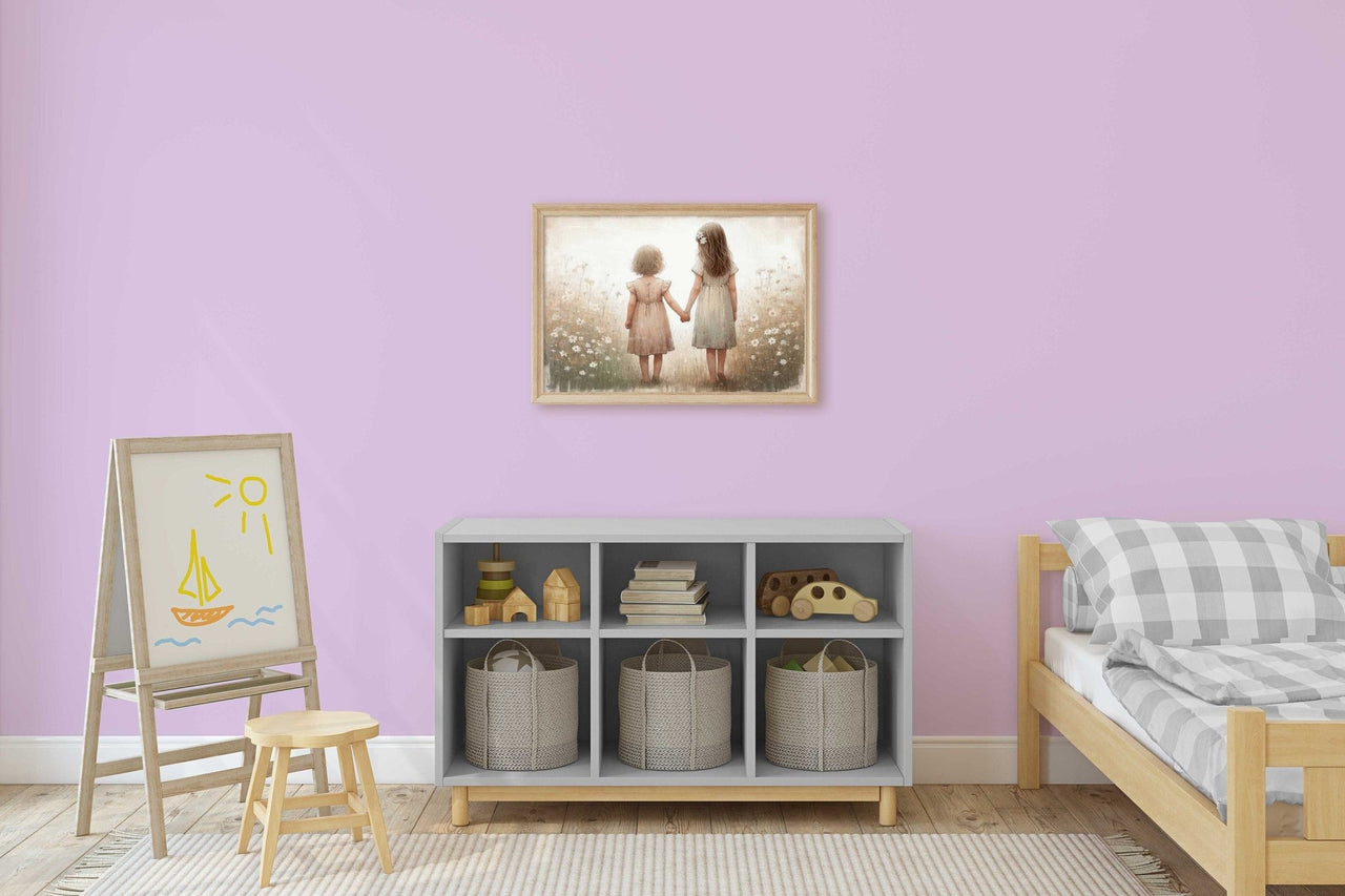 Wildflower Field Wall Art – Siblings Nursery Print