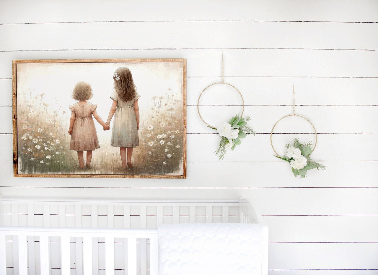 Wildflower Field Wall Art – Siblings Nursery Print