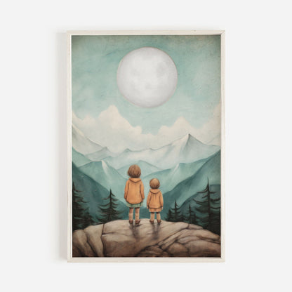 Sisters Room Print, Sister Wall Art, Adventure Toddler Decor - WildfieldPrints