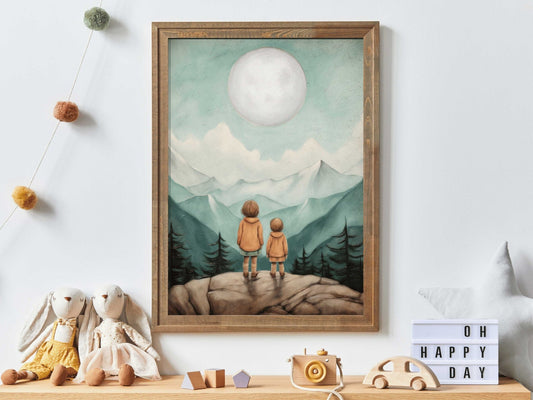 Sisters Room Print, Sister Wall Art, Adventure Toddler Decor - WildfieldPrints