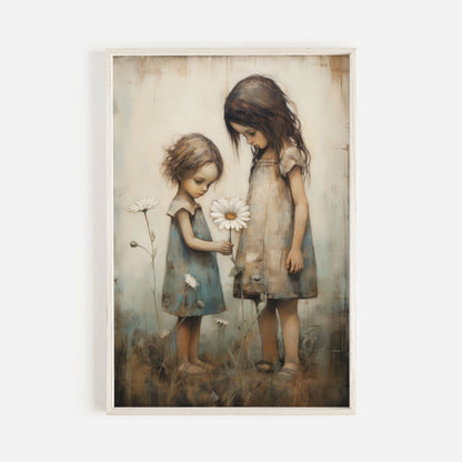 Sisters Room Print, Wildflower Nursery Decor, Friendship Wall Art - WildfieldPrints