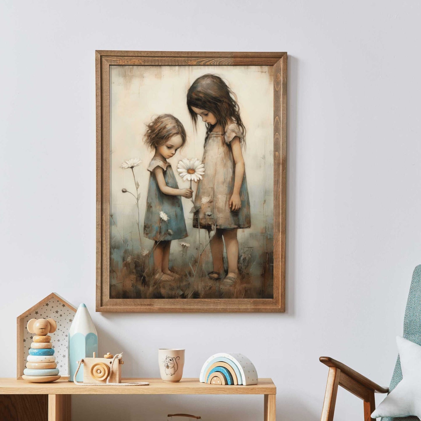 Sisters Room Print, Wildflower Nursery Decor, Friendship Wall Art - WildfieldPrints