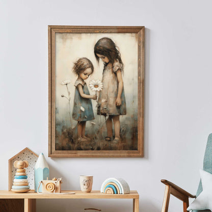 Sisters Room Print, Wildflower Nursery Decor, Friendship Wall Art - WildfieldPrints