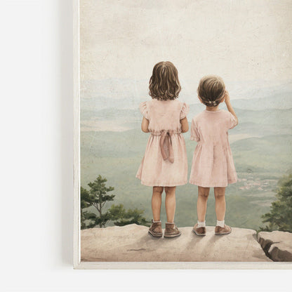 Sisters Room Prints, Adventure Theme Decor, Toddler Girl Wall Art - WildfieldPrints