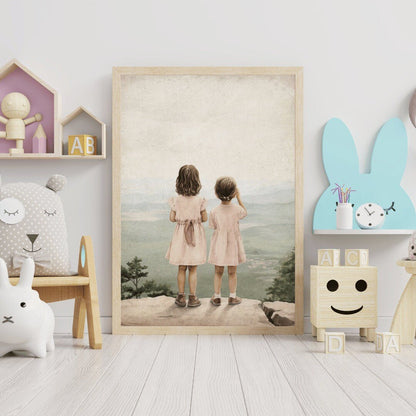 Sisters Room Prints, Adventure Theme Decor, Toddler Girl Wall Art - WildfieldPrints