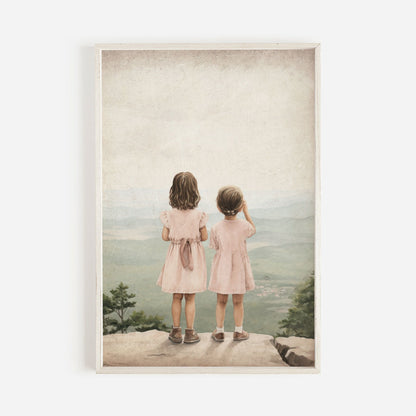 Sisters Room Prints, Adventure Theme Decor, Toddler Girl Wall Art - WildfieldPrints