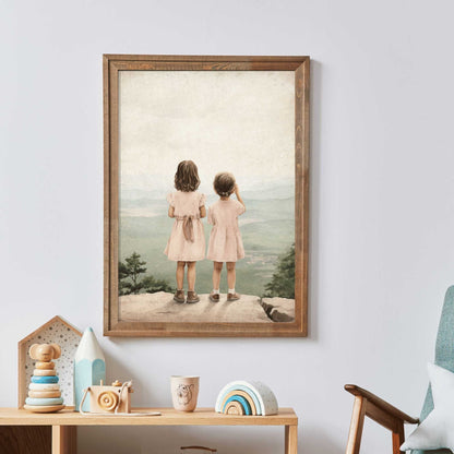 Sisters Room Prints, Adventure Theme Decor, Toddler Girl Wall Art - WildfieldPrints