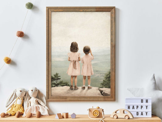 Sisters Room Prints, Adventure Theme Decor, Toddler Girl Wall Art - WildfieldPrints