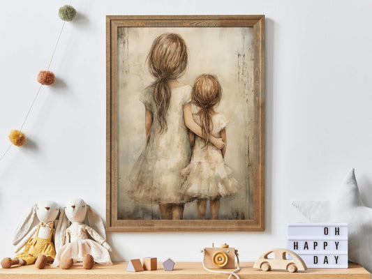 Sisters Room Prints, Sisterhood Wall Decor, Rustic Nursery Art - WildfieldPrints
