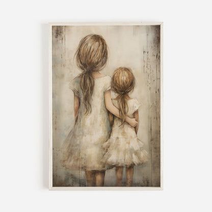 Sisters Room Prints, Sisterhood Wall Decor, Rustic Nursery Art - WildfieldPrints