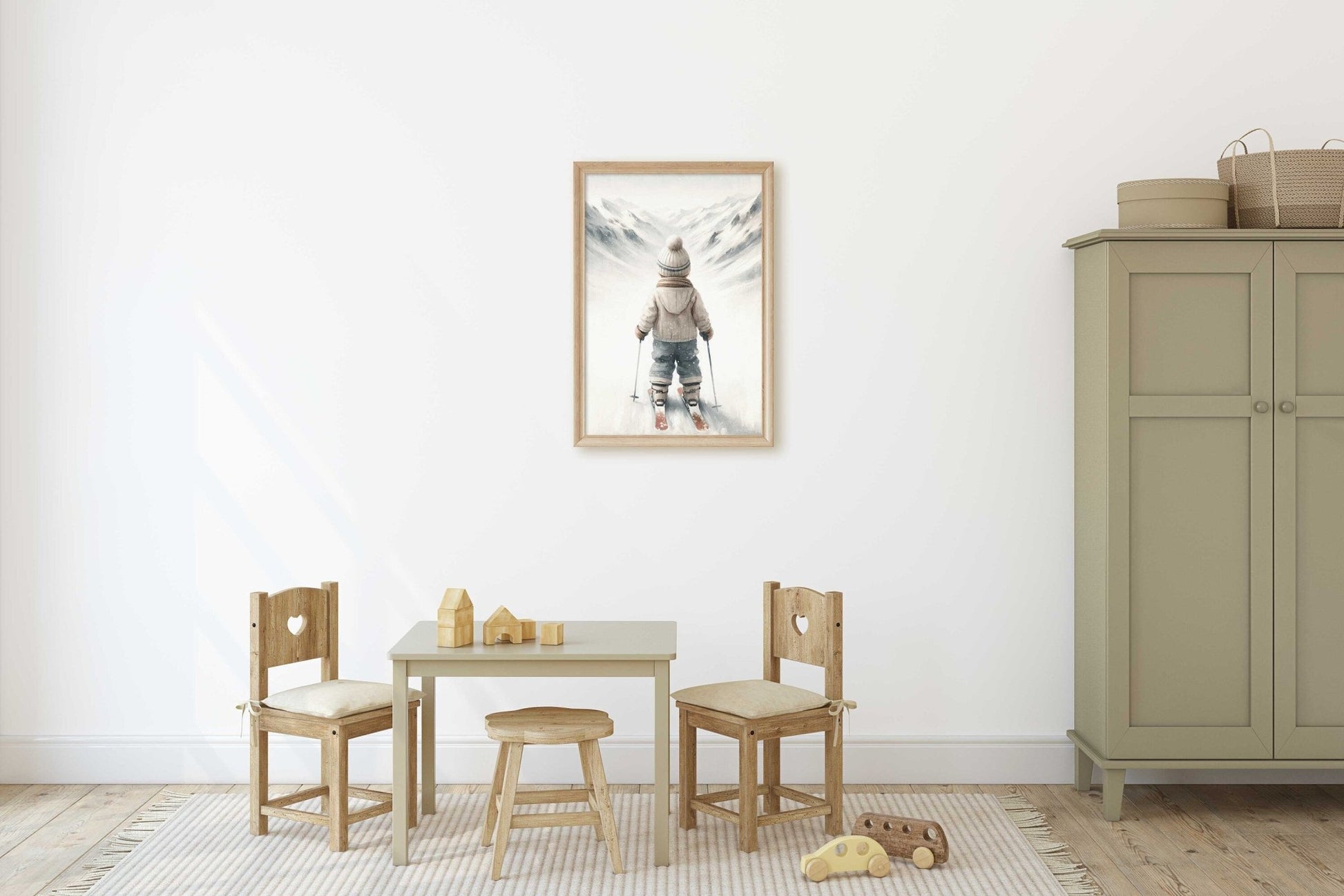 Skiing Nursery Art, Winter Wall Decor for Boys, Kids Room Accent - WildfieldPrints