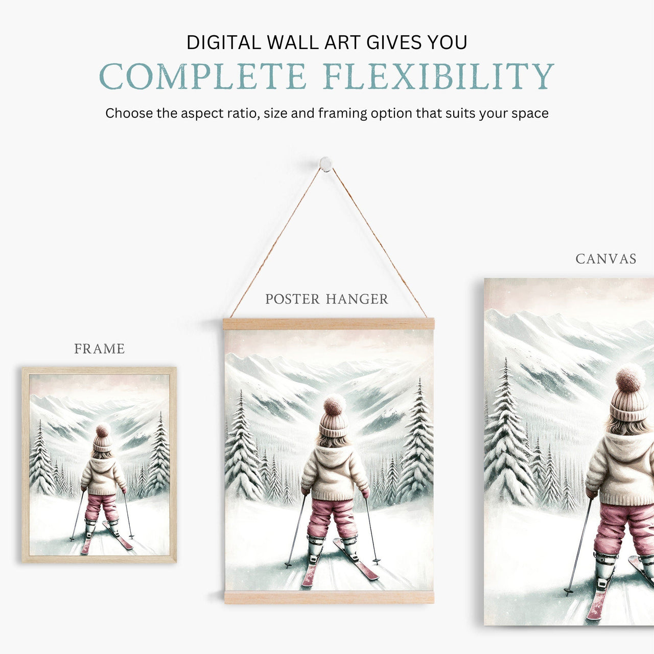 Little Girl Skier Wall Art – Winter Kids Room Decor