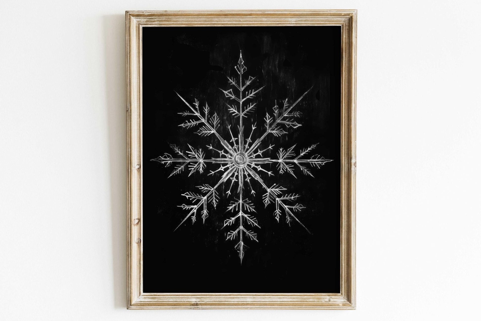 Snow Crystal Print, Christmas Wall Art, Modern Farmhouse Decor - WildfieldPrints