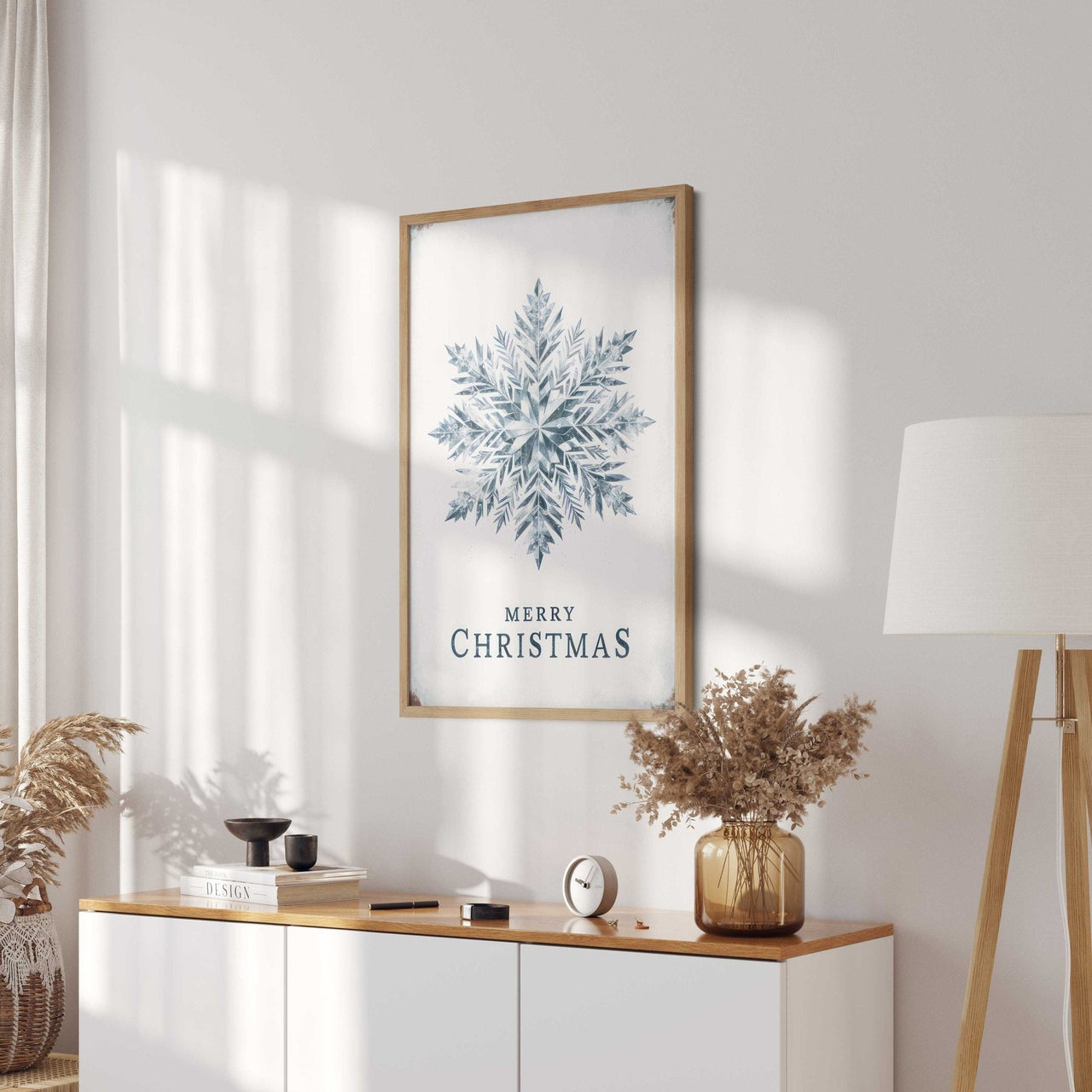 Snowflake Art Print – Holiday Christmas Wall Decor