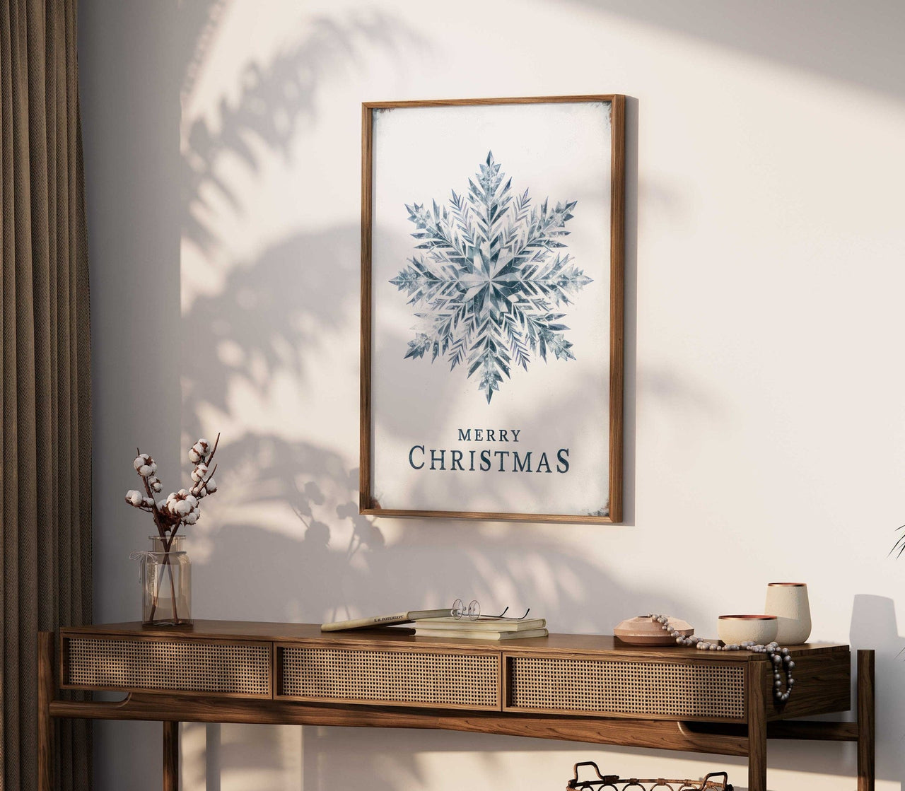 Snowflake Art Print – Holiday Christmas Wall Decor