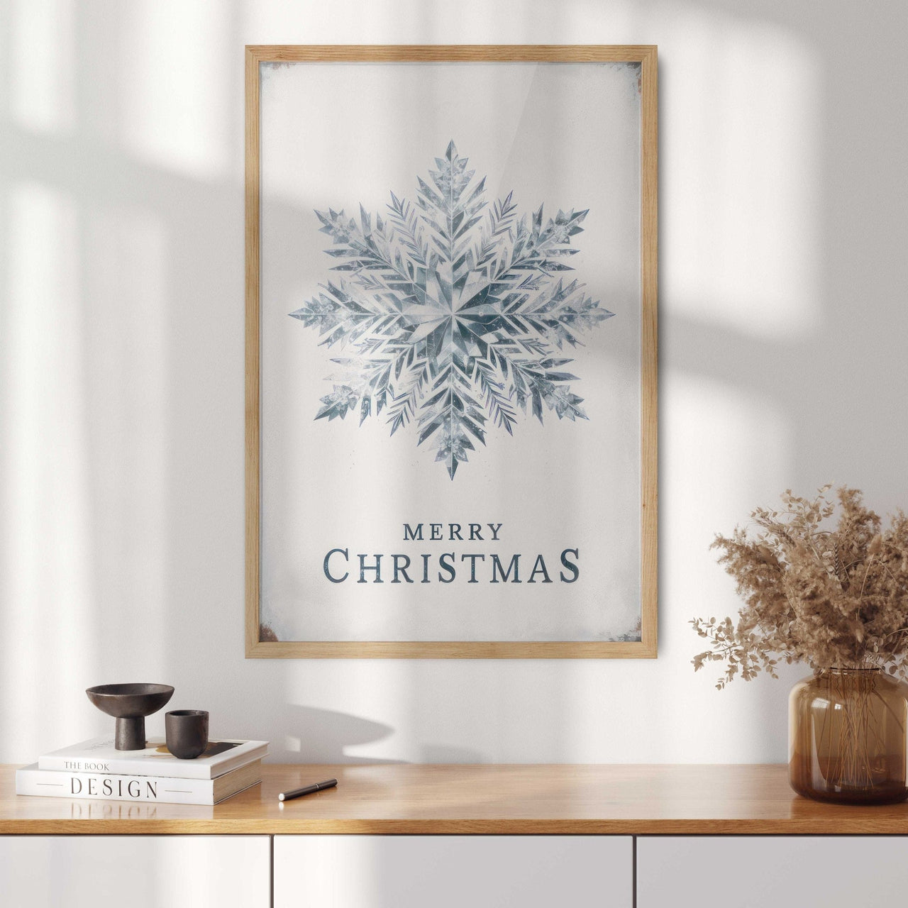 Snowflake Art Print – Holiday Christmas Wall Decor