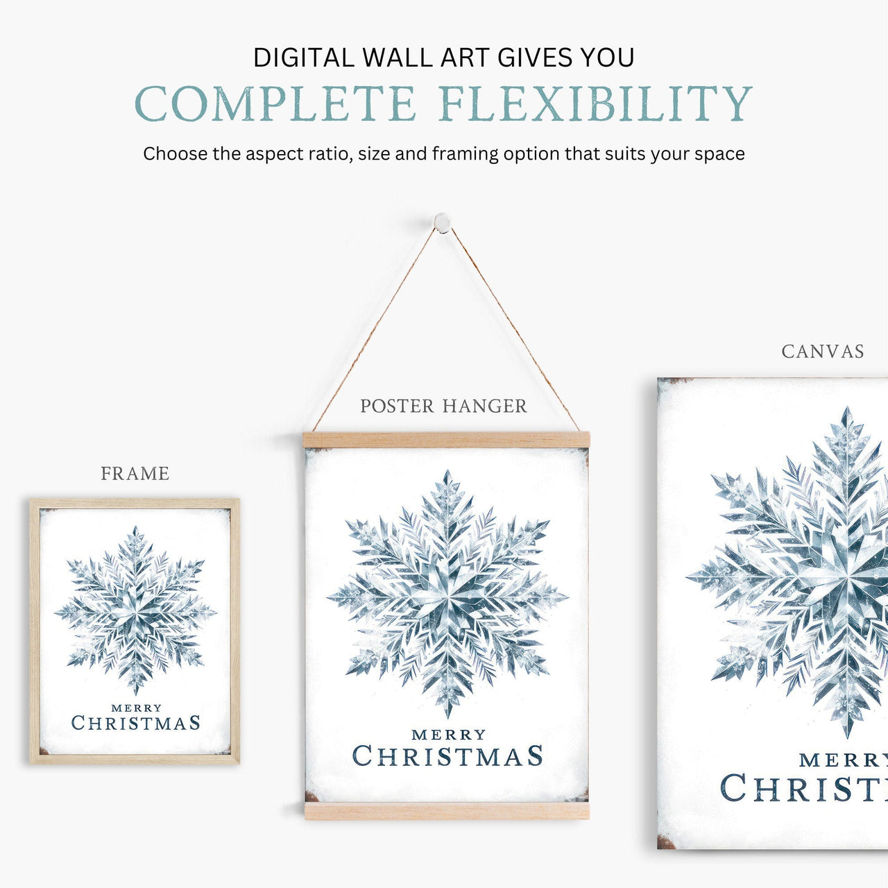 Snowflake Art Print – Holiday Christmas Wall Decor