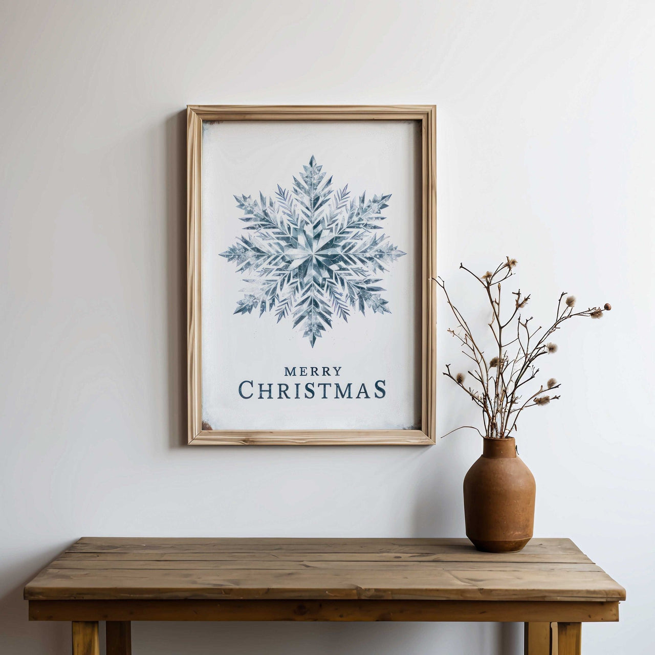 Snowflake Art Print – Holiday Christmas Wall Decor