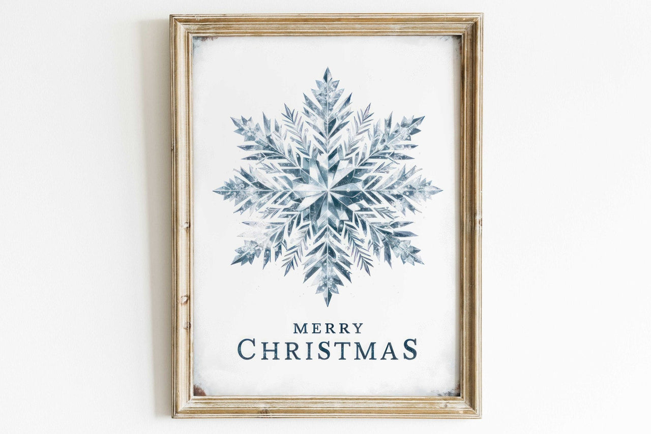 Snowflake Art Print – Holiday Christmas Wall Decor