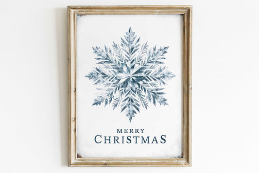 Snowflake Art Print – Holiday Christmas Wall Decor