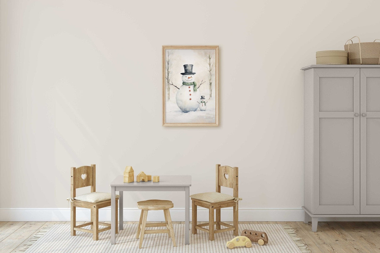 Snowman Wall Art – Christmas Kids Room Print