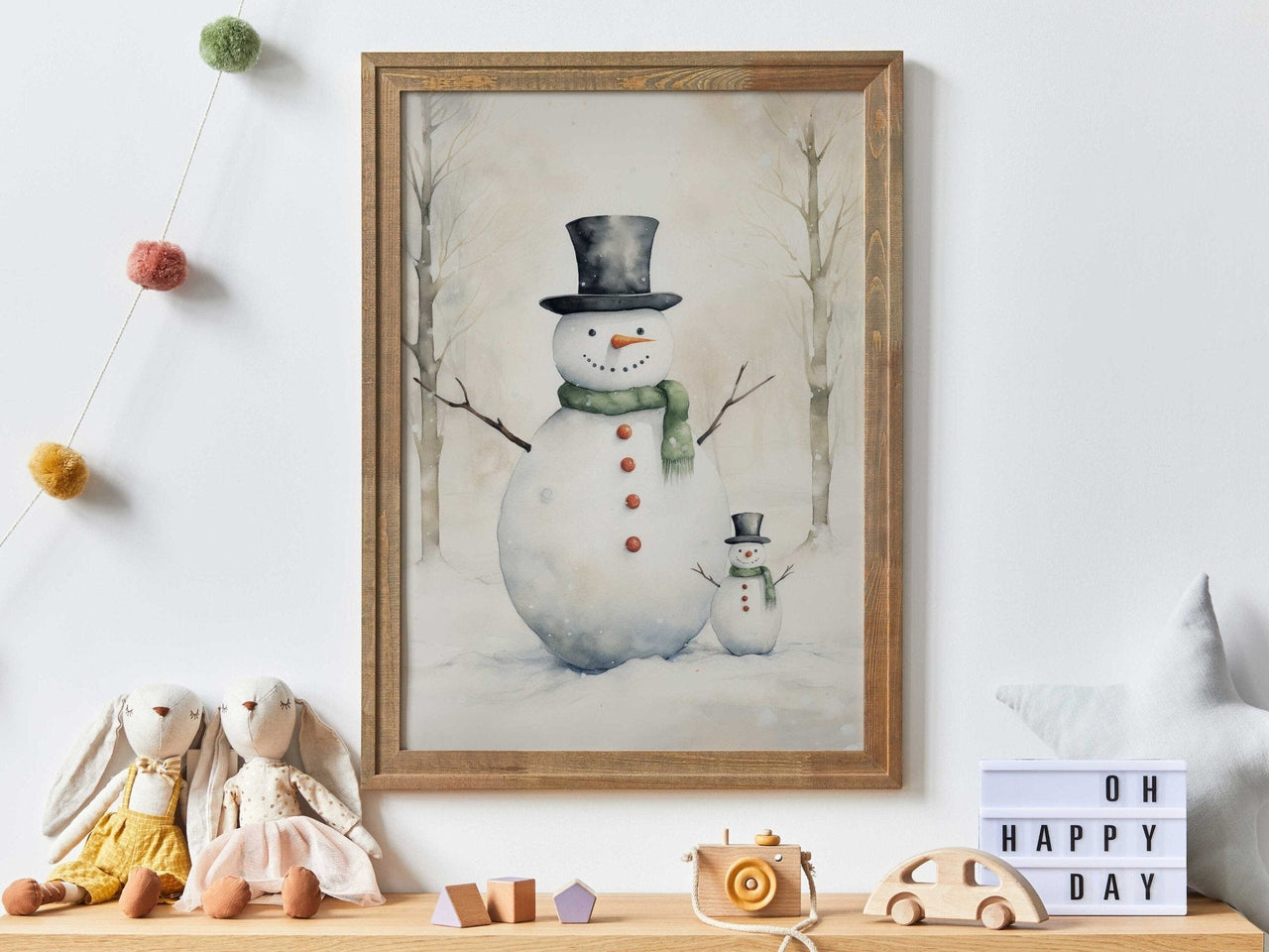 Snowman Wall Art – Christmas Kids Room Print