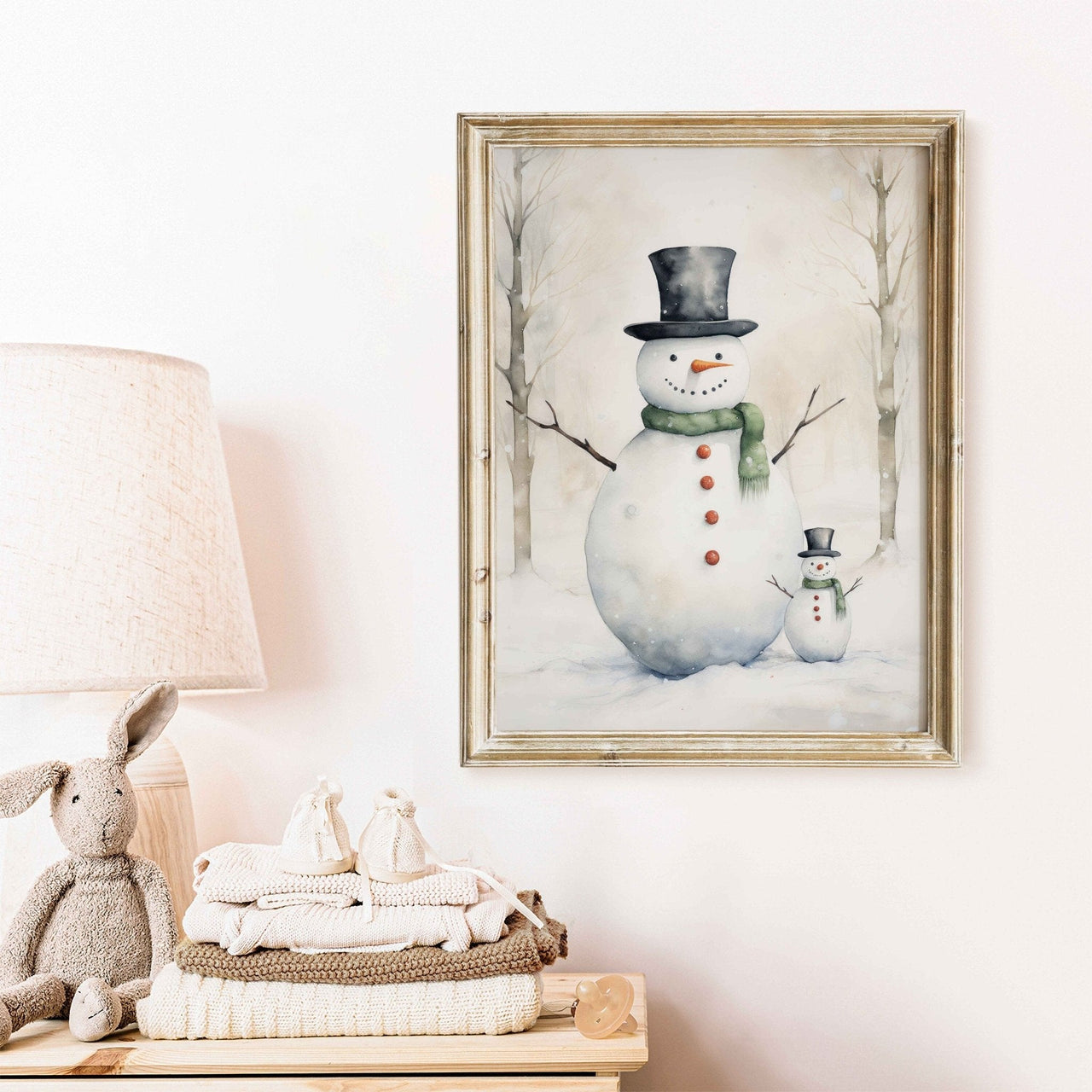 Snowman Wall Art – Christmas Kids Room Print