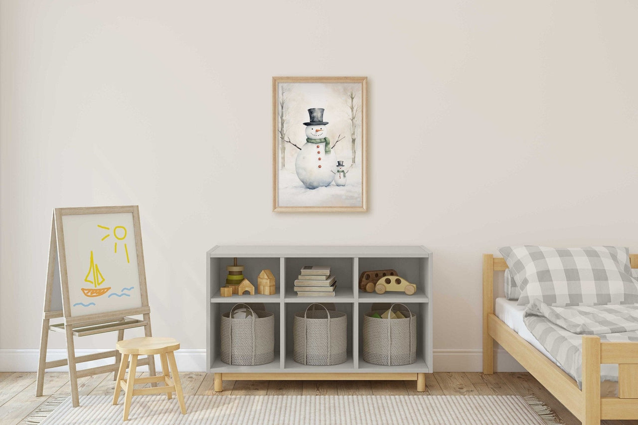 Snowman Wall Art – Christmas Kids Room Print